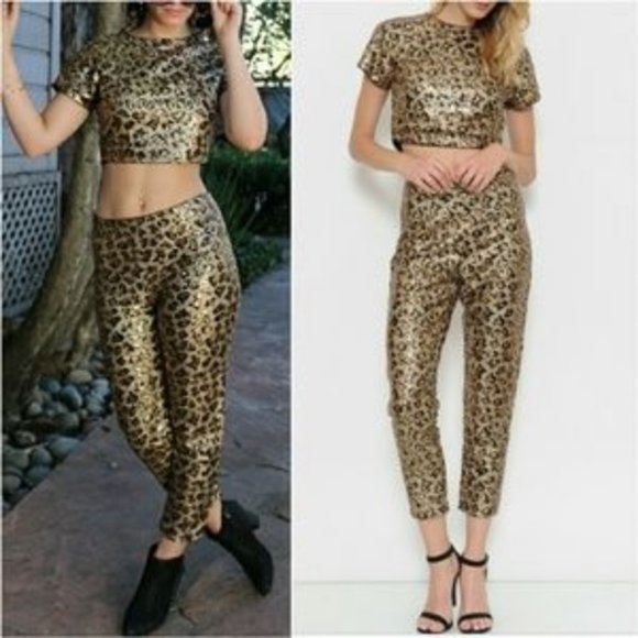 FIERCE DOLLZ Leopard Print 2 Piece Set - Picture 2 of 4